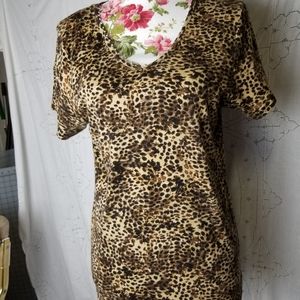 Animal print blouse with short sleeves, M